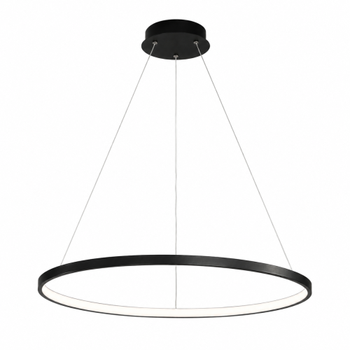 Nowoczesna Lampa Wisząca Czarne Koło LED Ring Glamour