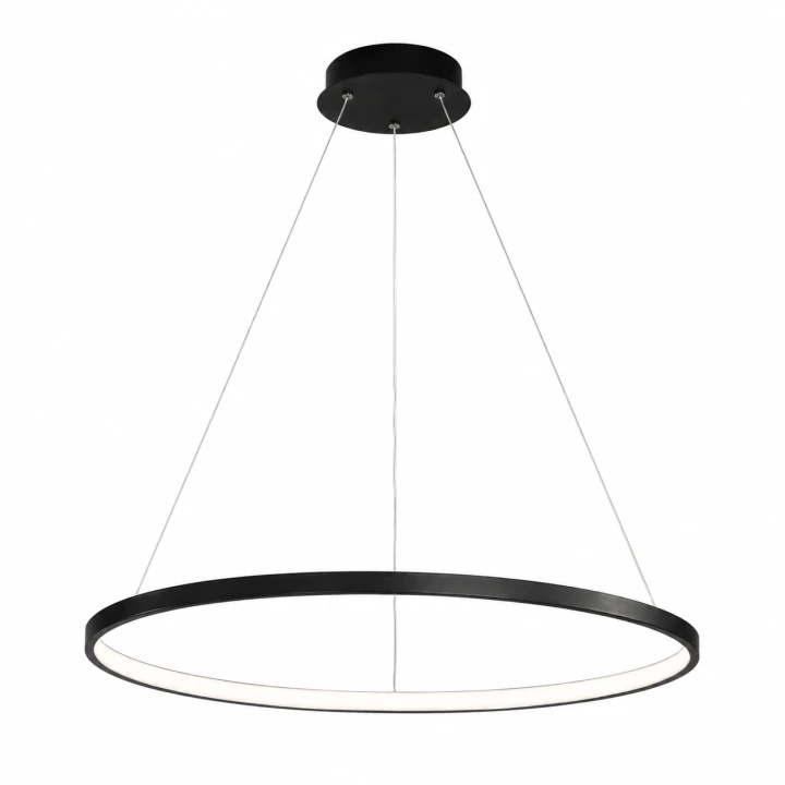 Nowoczesna Lampa Wisząca Czarne Koło LED Ring Glamour