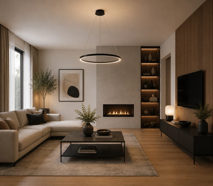 Nowoczesna Lampa Wisząca Czarne Koło LED Ring Glamour