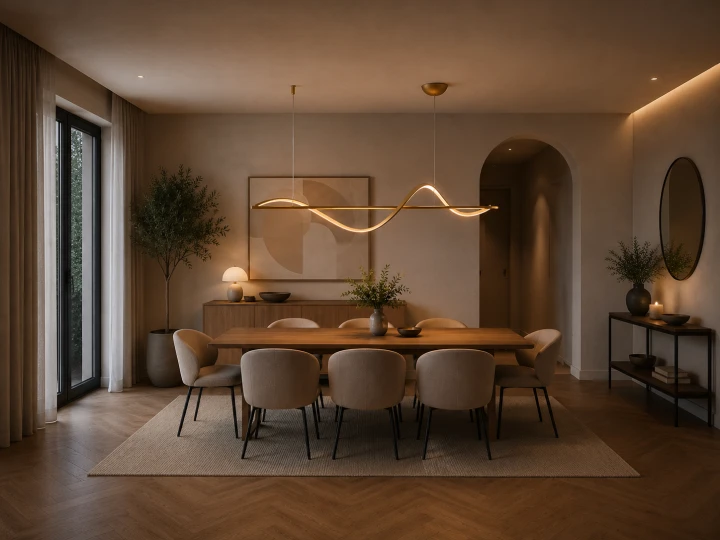 Lampa Wisząca LED Złota Fala Nad Stół Wyspa Liniowa Modern Glamour