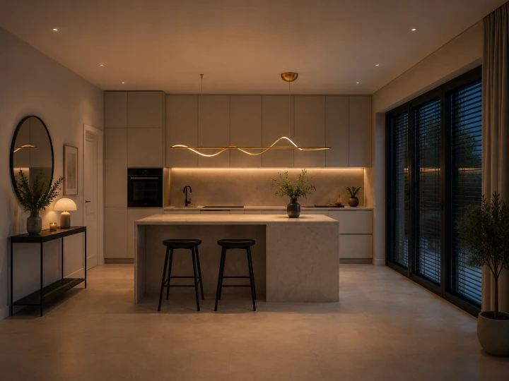 Lampa Wisząca LED Złota Fala Nad Stół Wyspa Liniowa Modern Glamour