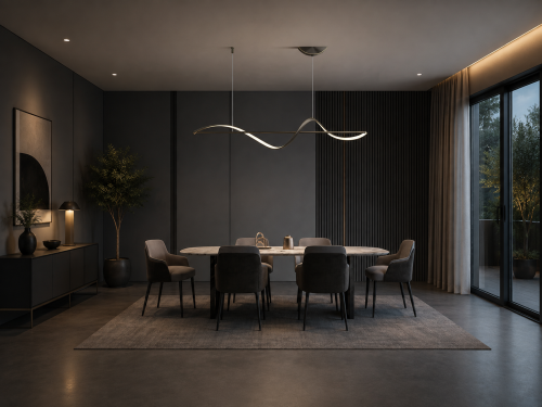 Lampa Wisząca LED Czarna Fala Nad Stół Wyspa Liniowa Modern Glamour