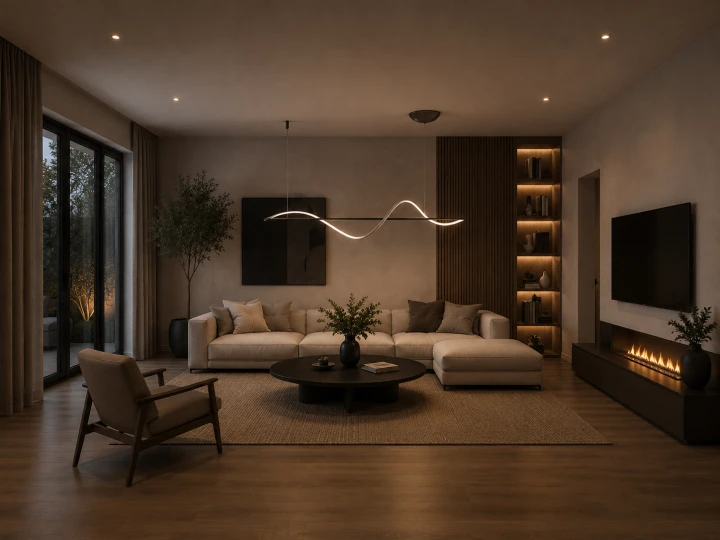 Lampa Wisząca LED Czarna Fala Nad Stół Wyspa Liniowa Modern Glamour