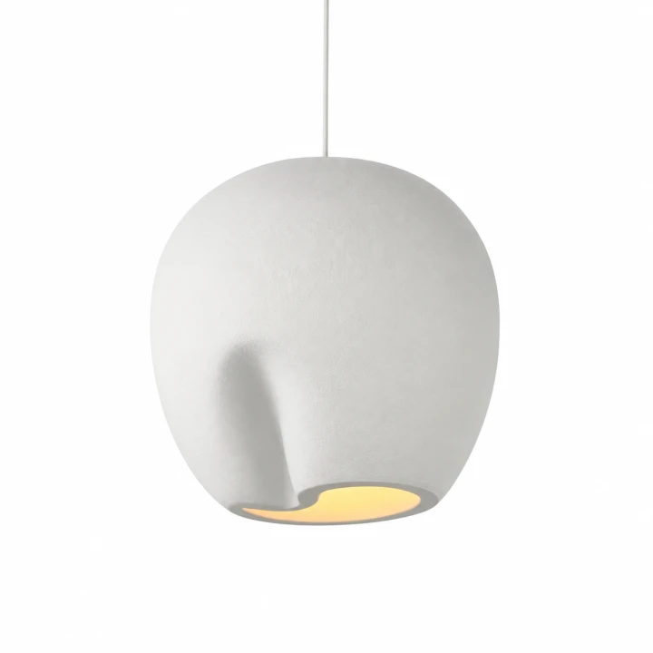 Lampa Wisząca Rzeźbiarska Organic Pebble White 40 CM Minimalistyczna Lampa Japandi Scandi