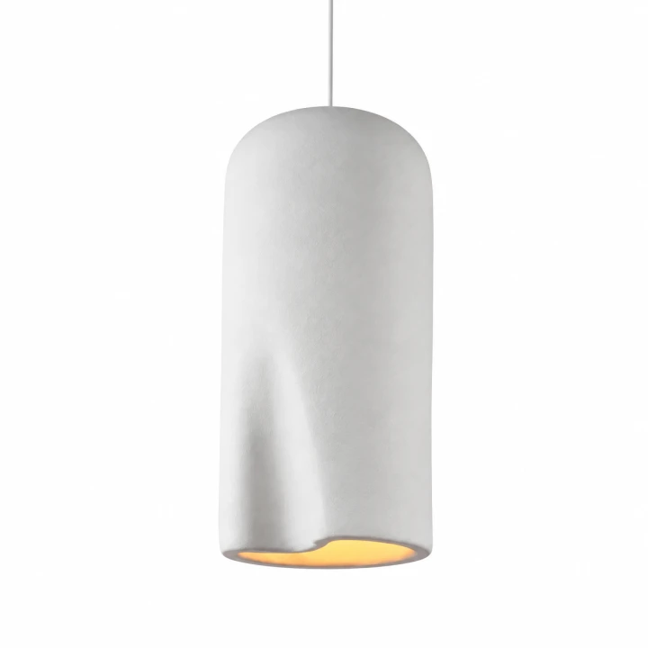 Lampa Wisząca Tuba Rzeźbiarska Biała Organiczna Nowoczesna