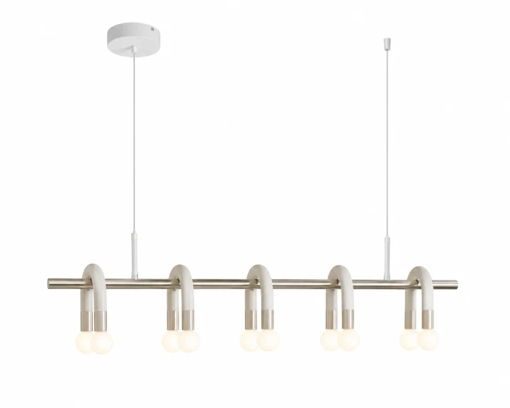 Minimalistyczna Lampa Wisząca Nad Stół 100cm Arch Mleczne Kule Japandi