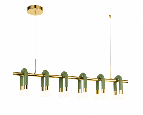 Minimalistyczna Zielona Lampa Wisząca Nad Stół 100cm Arch Mleczne Kule Japandi