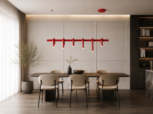 Nowoczesna Lampa Wisząca Liniowa 150cm Red Terracotta Łuki do Jadalni LED