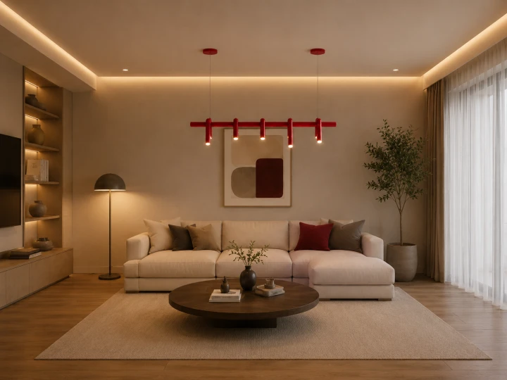 Nowoczesna Lampa Wisząca Liniowa 150cm Red Terracotta Łuki do Jadalni LED