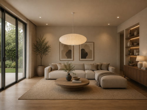 Lampa Wisząca Japandi Kula Dysk Biała Papierowa Bubble Lamp do Sypialni