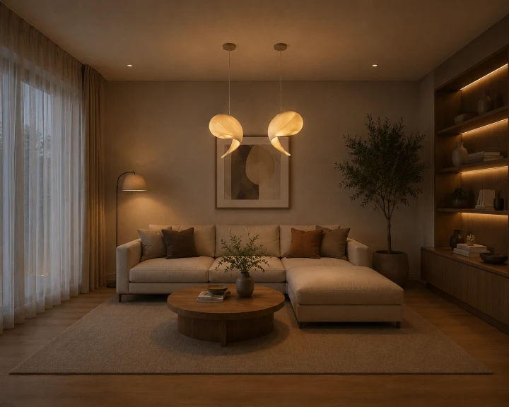 Nowoczesna Lampa Wisząca Podwójna Muszla Kaskadowa Scandi Wabi-Sabi