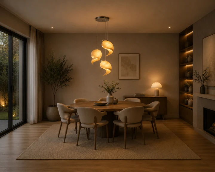 Nowoczesna Lampa Wisząca Potrójna Muszla Kaskadowa Scandi Wabi-Sabi