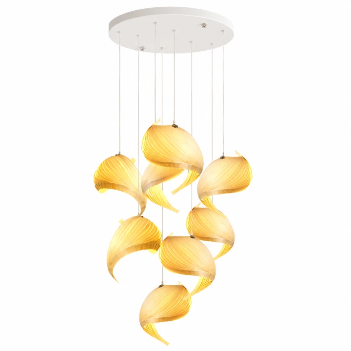 Lampa Wisząca Kaskadowa Spiral Cascade Grand 80cm Żyrandol 8-Punktowy Japandi na Klatkę Schodową i Antresolę