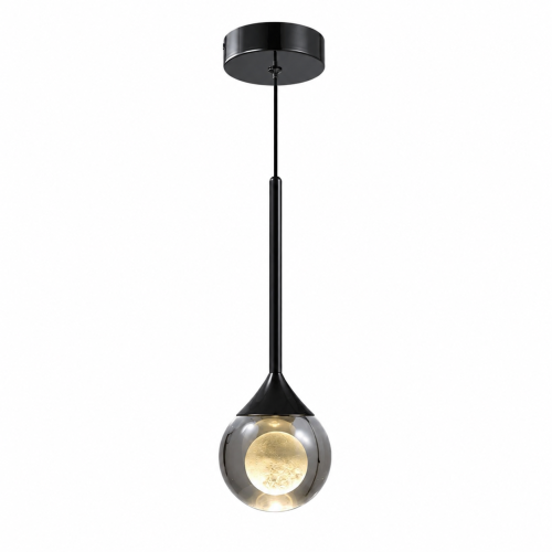 Designerska Lampa Wisząca Czarna Szklana Kula 25cm Regulowana LED