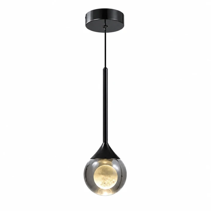 Designerska Lampa Wisząca Czarna Szklana Kula 25cm Regulowana LED