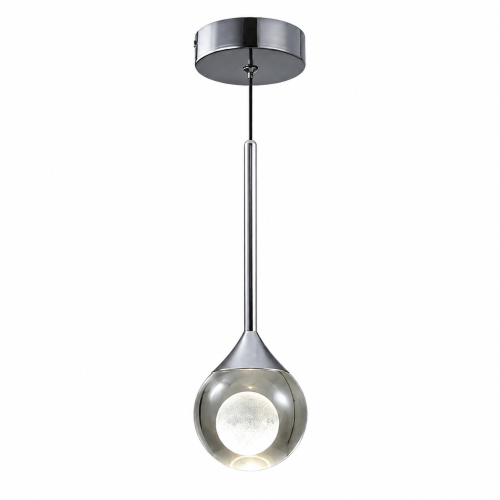Designerska Lampa Wisząca Srebrna Szklana Kula 25cm Regulowana LED