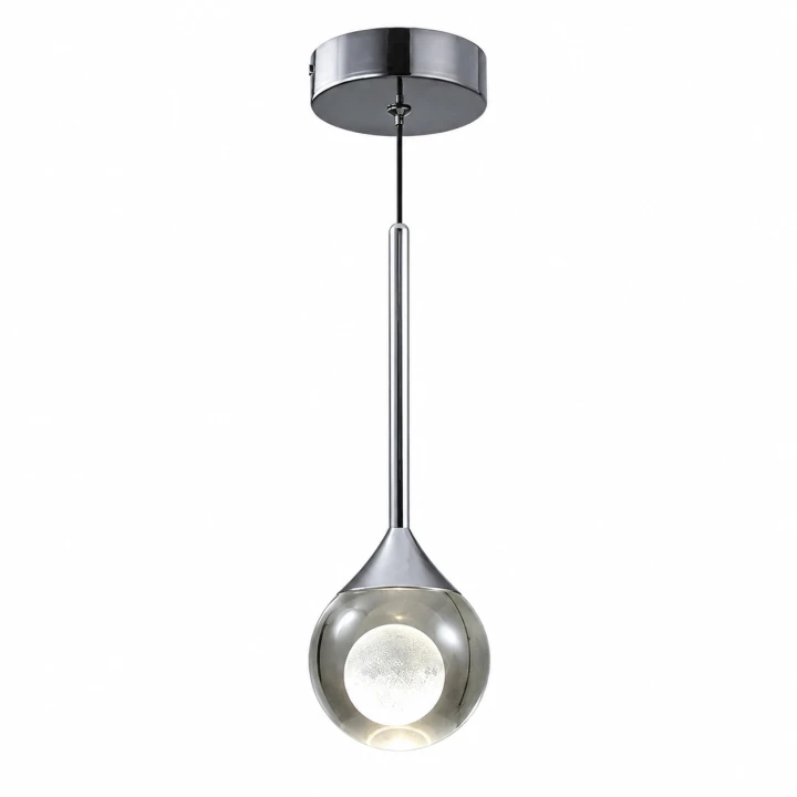 Designerska Lampa Wisząca Srebrna Szklana Kula 25cm Regulowana LED