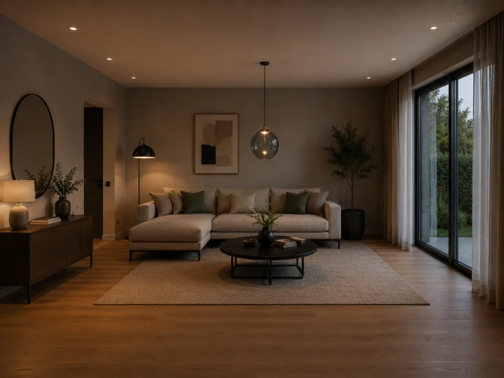 Nowoczesna Lampa Wisząca Kula Szklana Dymiony Błękit Złoto Miedziana do Salonu