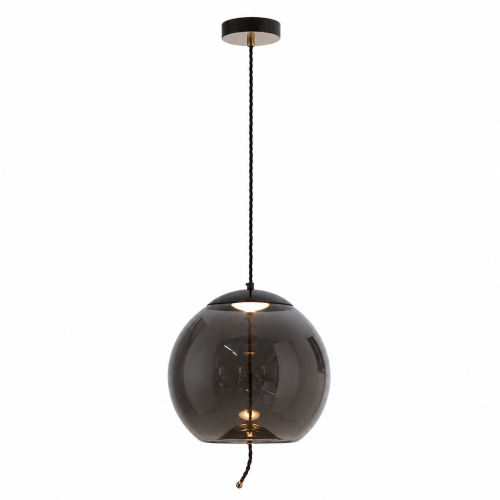 Nowoczesna Lampa Wisząca Kula Szklana Dymione Szkło Czarna do Salonu