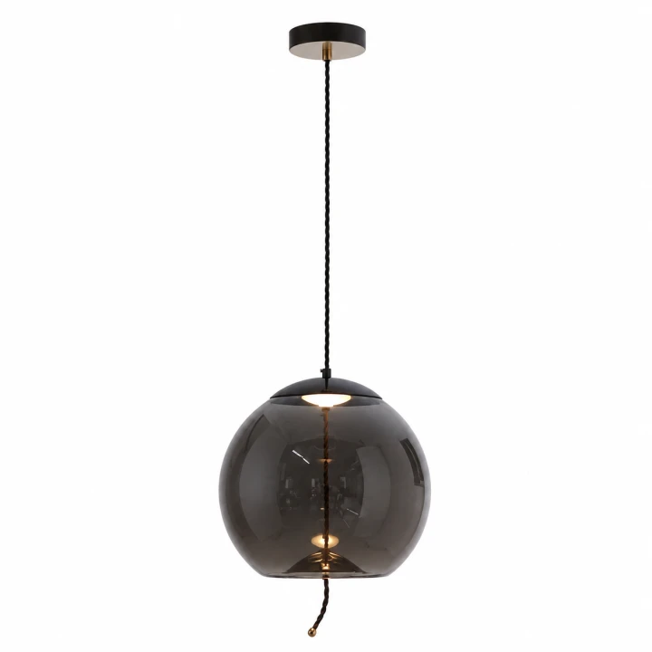 Nowoczesna Lampa Wisząca Kula Szklana Dymione Szkło Czarna do Salonu