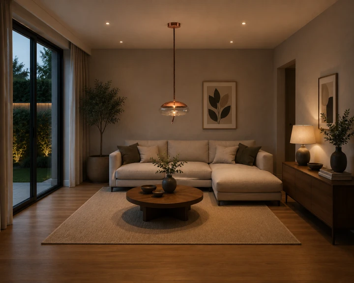 Lampa Wisząca Szklany Dysk Przezroczysty Miedź Sypialnia Glamour