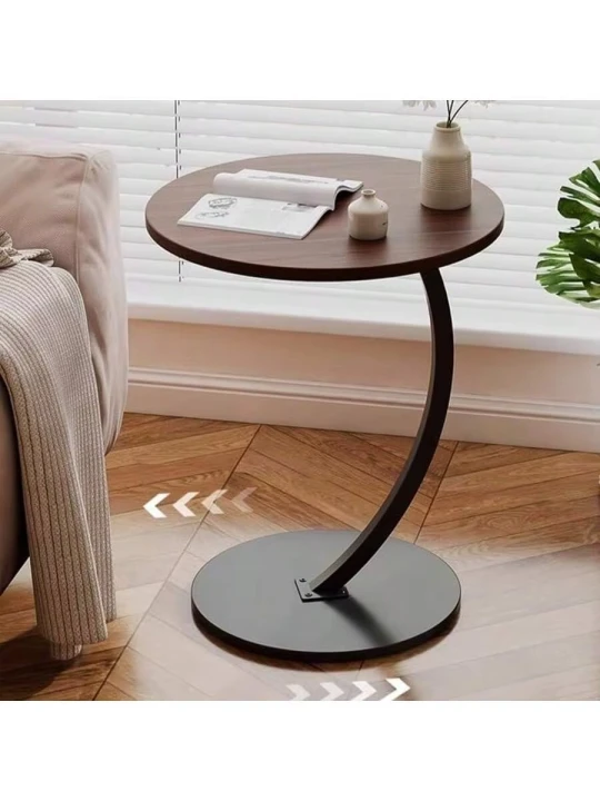 Nowoczesny okrągły stolik boczny z zakrzywioną podstawą 40cm