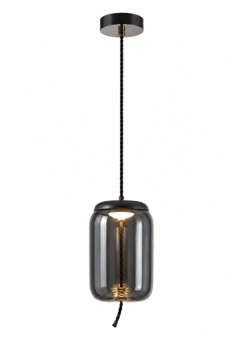 Lampa Wisząca Szklany Walec Czarny Sypialnia Glamour