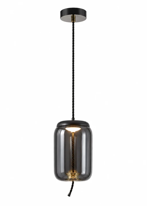 Lampa Wisząca Szklany Walec Czarny Sypialnia Glamour