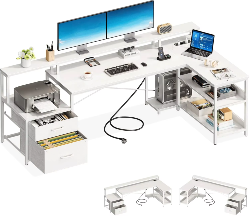 Biurko Biuro ColesHome Szuflady Szafka porty USB 190cm