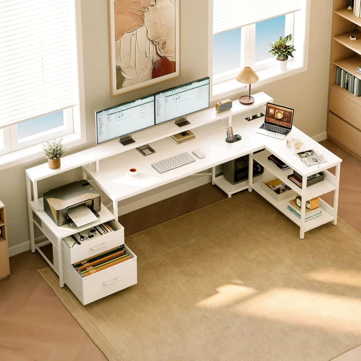 Biurko Biuro ColesHome Szuflady Szafka porty USB 190cm