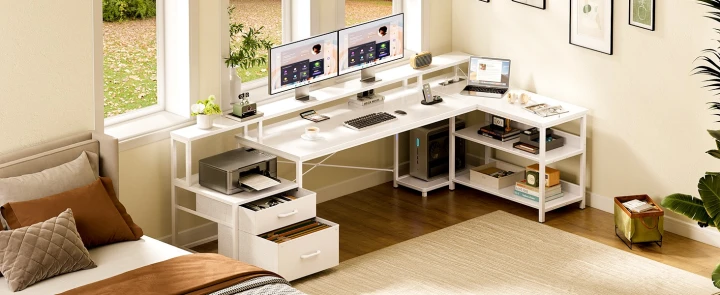 Biurko Biuro ColesHome Szuflady Szafka porty USB 190cm