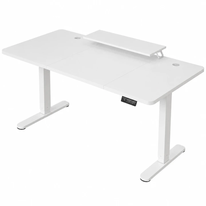 Biurko Podnoszone Elektrycznie Białe Ergonomiczne Nadstawka Monitor Haczyk
