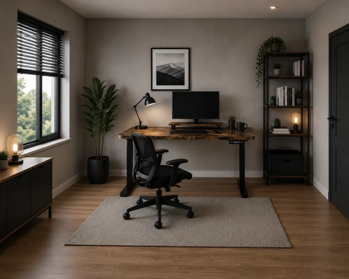 Biurko Podnoszone Elektrycznie Loft Dębowe Ergonomiczne Nadstawka Monitor Haczyk