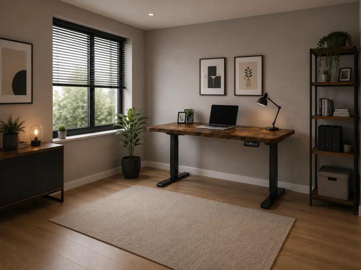 Biurko Podnoszone Elektrycznie Loft Dębowe Ergonomiczne Nadstawka Monitor Haczyk