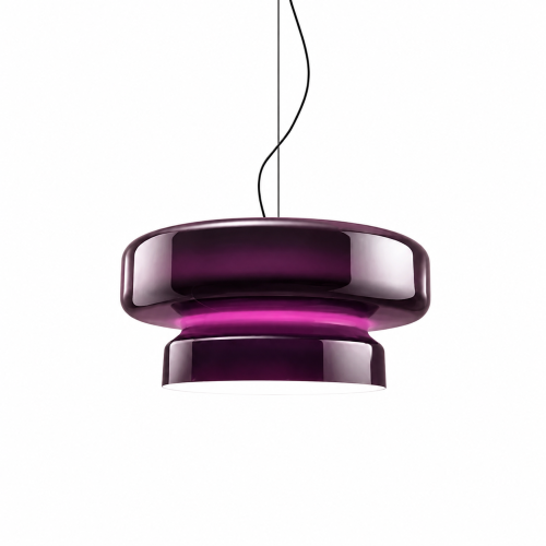Designerska Lampa Wisząca Ciemny Fiolet Purpurowa Szklana do Jadalni