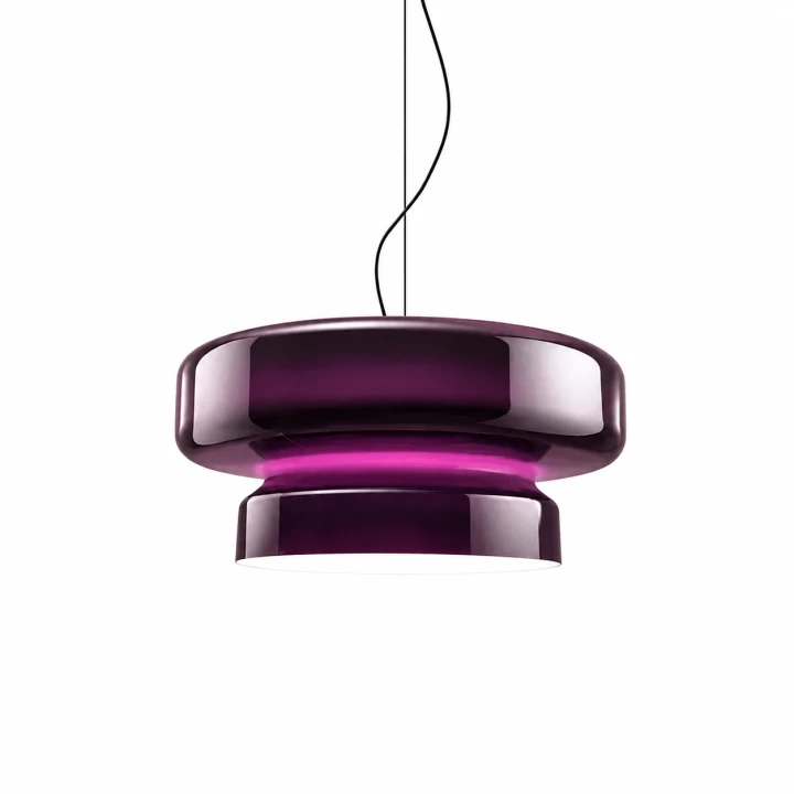 Designerska Lampa Wisząca Ciemny Fiolet Purpurowa Szklana do Jadalni