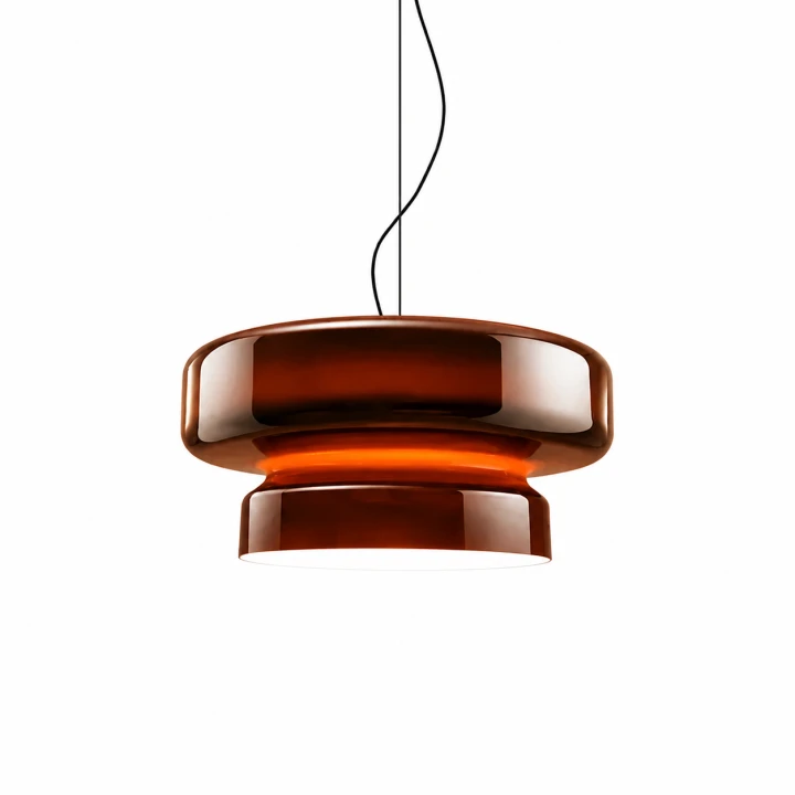 Designerska Lampa Wisząca Bursztynowa Brązowa Szklana do Jadalni