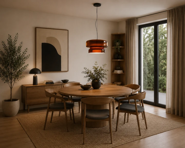 Designerska Lampa Wisząca Bursztynowa Brązowa Szklana do Jadalni