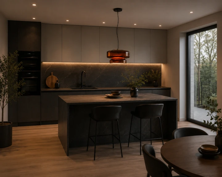 Designerska Lampa Wisząca Bursztynowa Brązowa Szklana do Jadalni