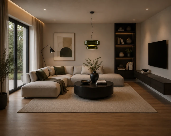 Designerska Lampa Wisząca Oliwkowa Zielona Szklana do Jadalni