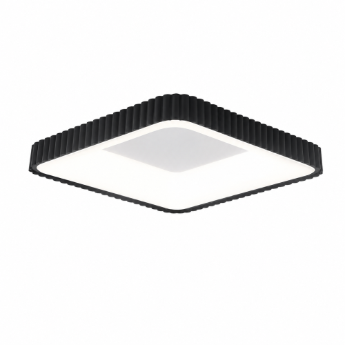 Plafon LED Sufitowy Czarny Kwadratowy Ryflowany 50cm 72W Modern + Pilot