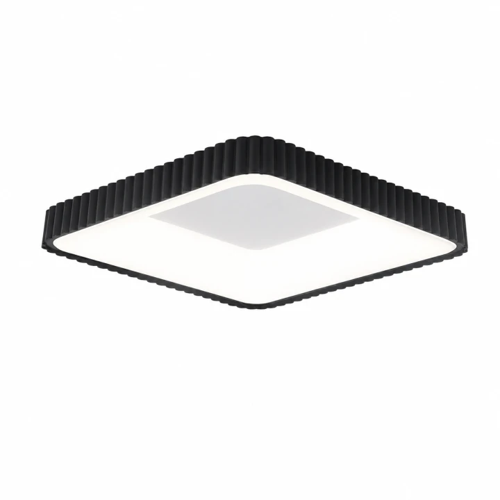 Plafon LED Sufitowy Czarny Kwadratowy Ryflowany 50cm 72W Modern + Pilot