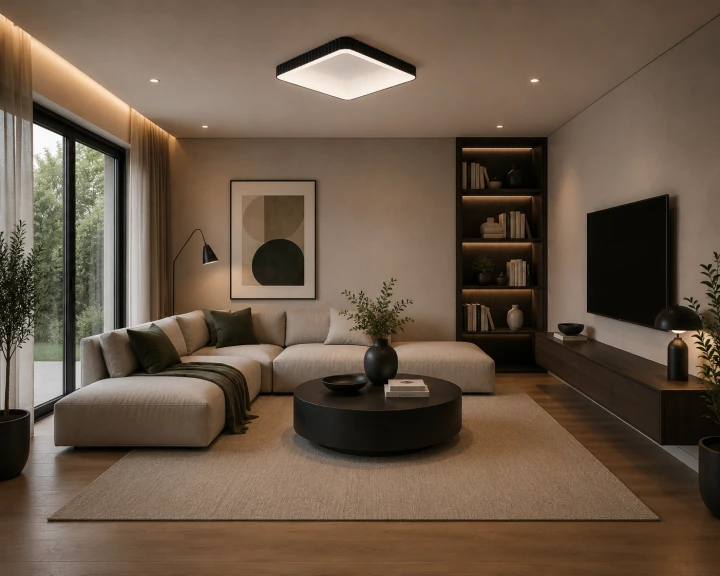 Plafon LED Sufitowy Czarny Kwadratowy Ryflowany 50cm 72W Modern + Pilot