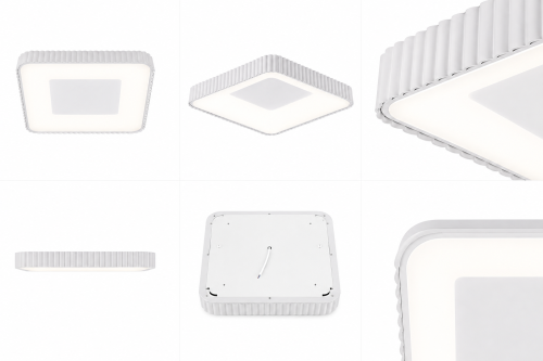 Plafon LED Sufitowy Biały Kwadratowy Ryflowany 50cm 72W Modern + Pilot