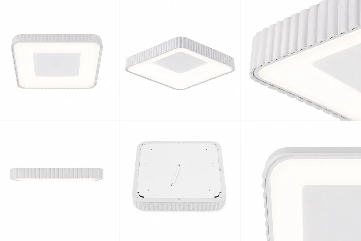 Plafon LED Sufitowy Biały Kwadratowy Ryflowany 50cm 72W Modern + Pilot
