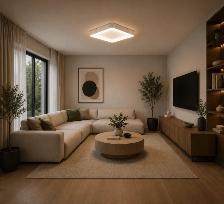 Plafon LED Sufitowy Biały Kwadratowy Ryflowany 50cm 72W Modern + Pilot