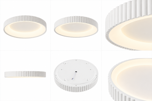 Plafon LED Sufitowy Biały Okrągły Ryflowany 50cm 68W Modern + Pilot