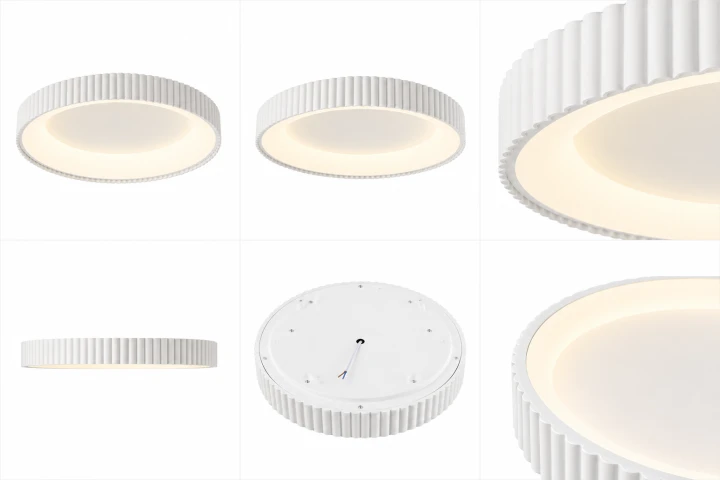 Plafon LED Sufitowy Biały Okrągły Ryflowany 50cm 68W Modern + Pilot
