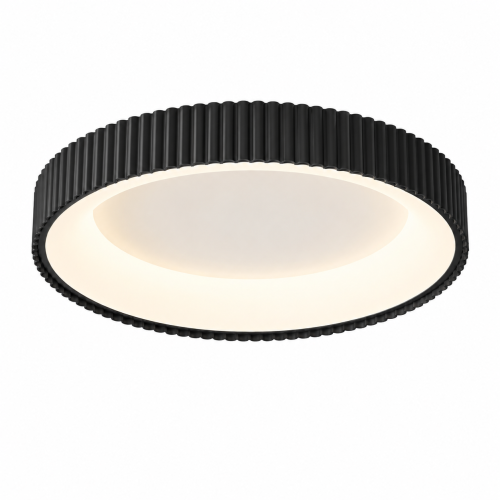 Plafon LED Sufitowy Czarny Okrągły Ryflowany 50cm 68W Modern + Pilot