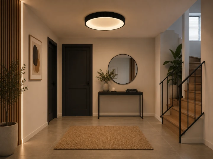Plafon LED Sufitowy Czarny Okrągły Ryflowany 50cm 68W Modern + Pilot